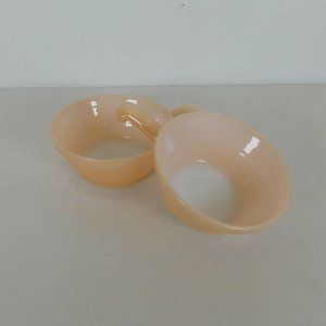 Fire King Oven Ware Peach Lustre Beehive Luster Ware Soup Bowls Set of 2 USA